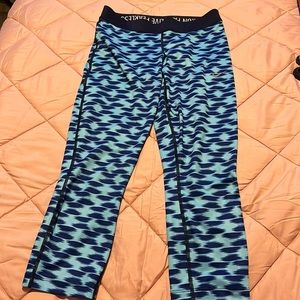 Nike Dri-Fit Running Tights women’s small  baby blue and blue blur  prints